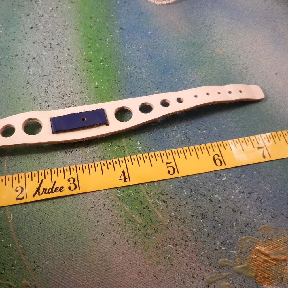 VTG 80s unisex watch band circle cut out blue white watchband sporty nautical - Picture 11 of 11